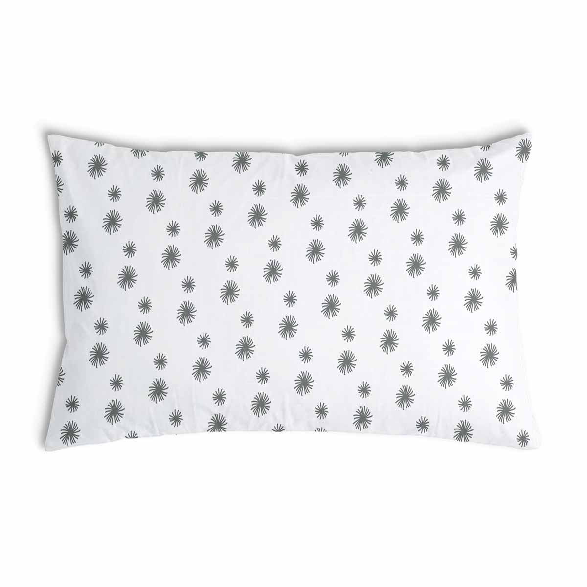 Almohada de salud blanca con borlas grises