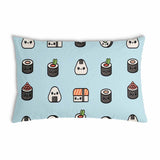 Almohada de salud azul claro con sushi