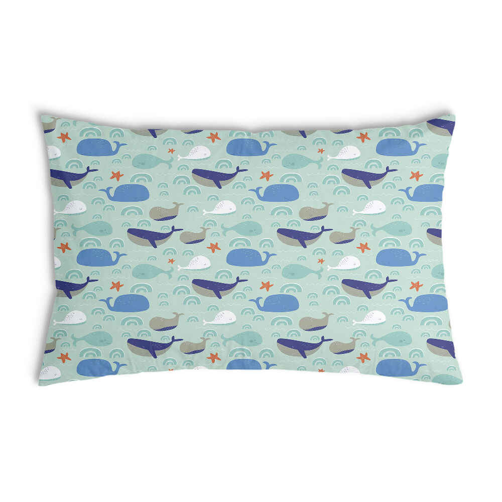 Almohada de salud verde con ballenas