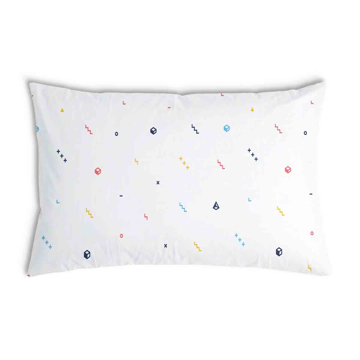 Almohada de salud blanca con formas coloridas