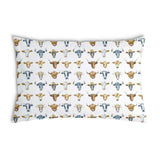 Almohada de salud blanca con cabezas de toro