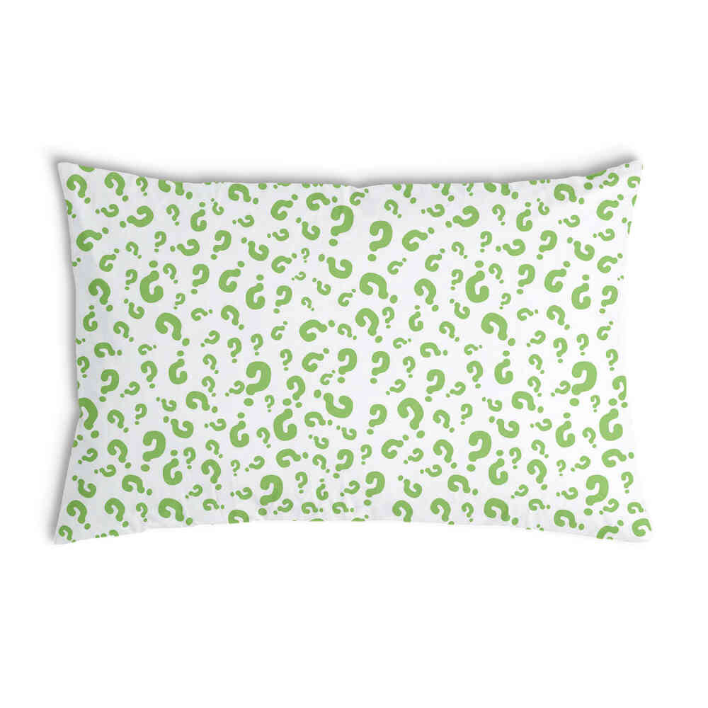 Almohada de salud Signos de interrogación verdes