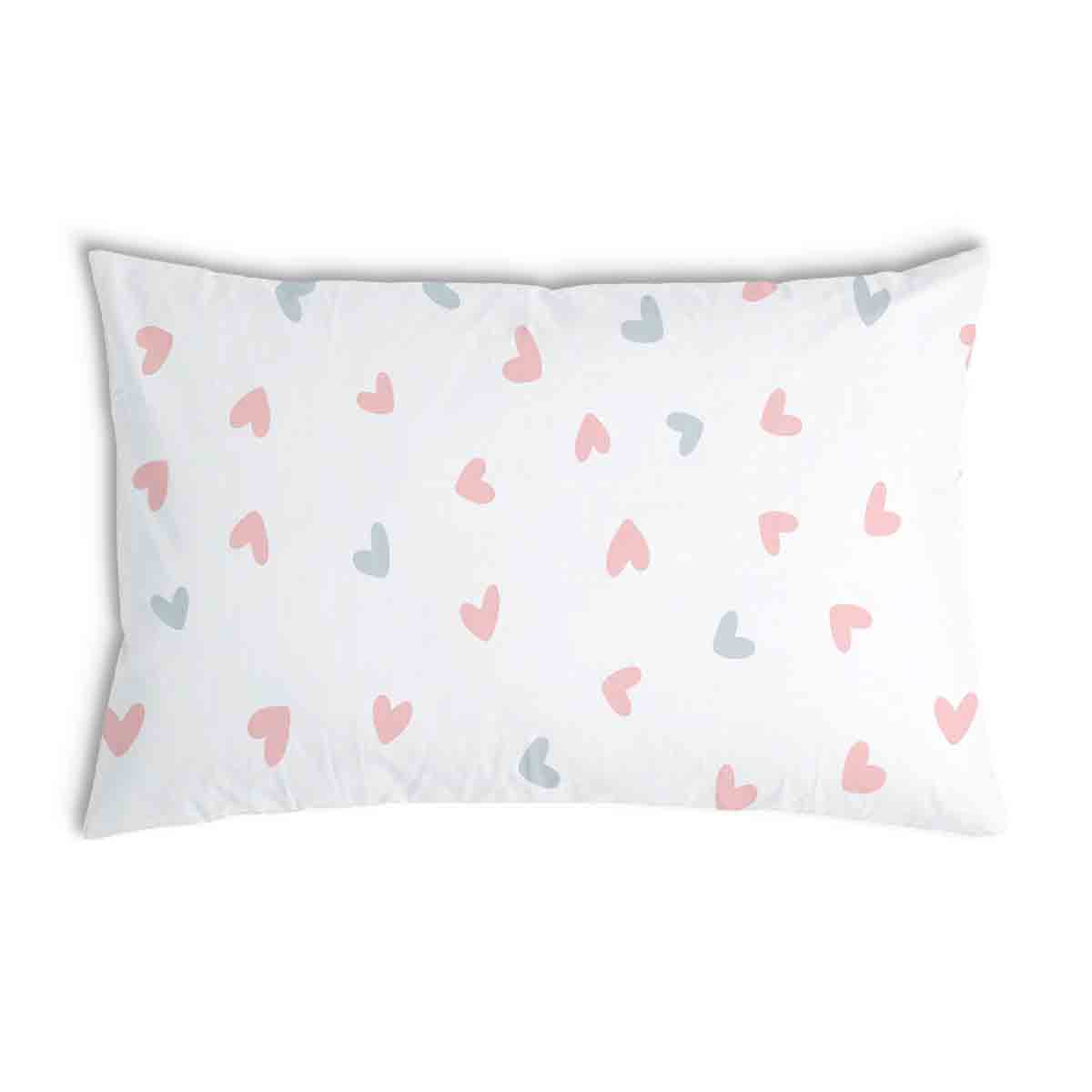 Almohada de salud blanca con pequeños corazones