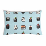 Almohada de salud azul claro con sushi