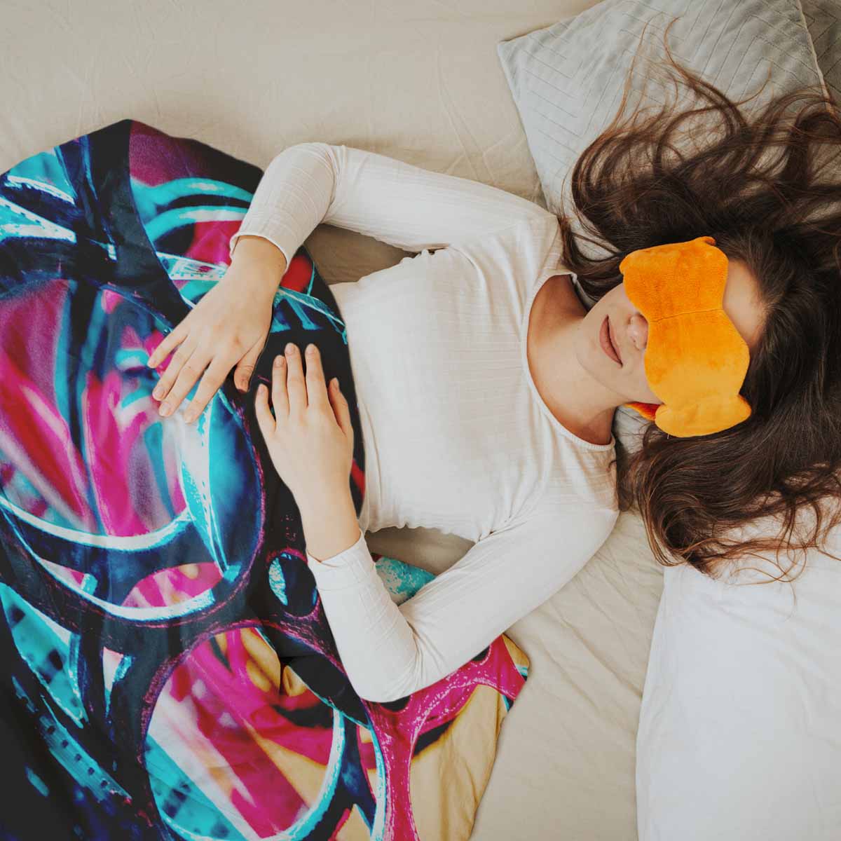 Juego de ropa de cama con manta terapéutica y mecanismo de reloj