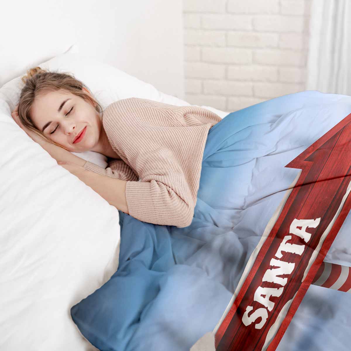 Set de ropa de cama con manta terapéutica y Santa