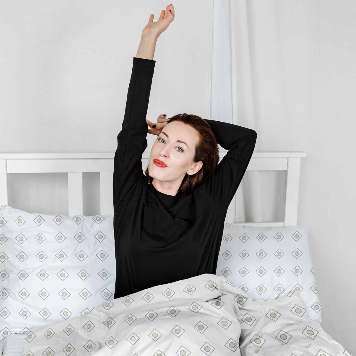 Juego de ropa de cama con manta terapéutica blanca con círculos verdes