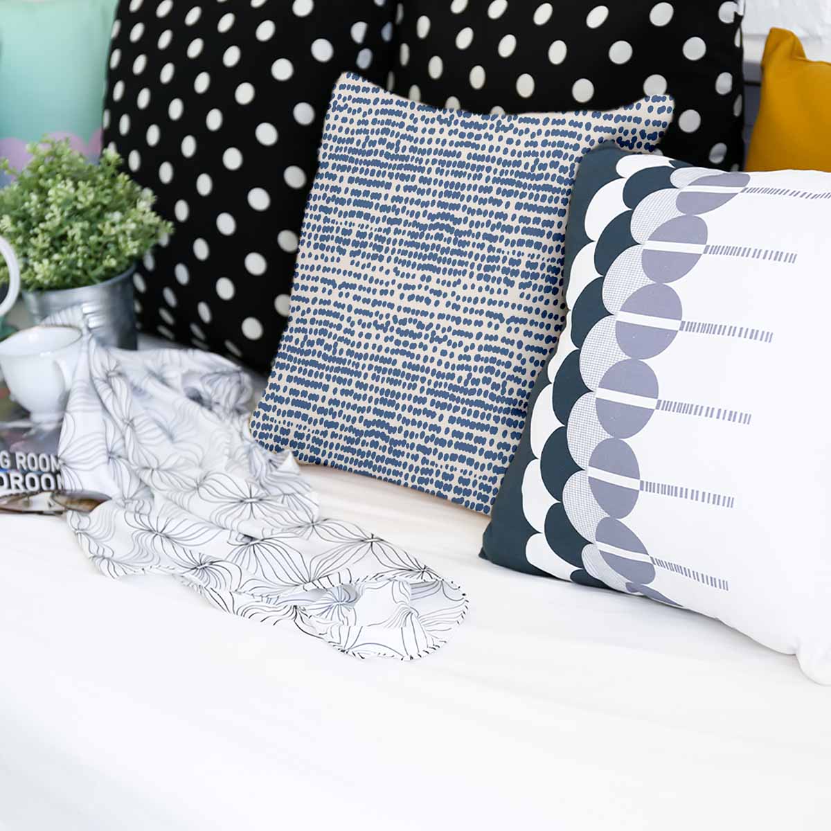 Almohada de salud con puntos azules