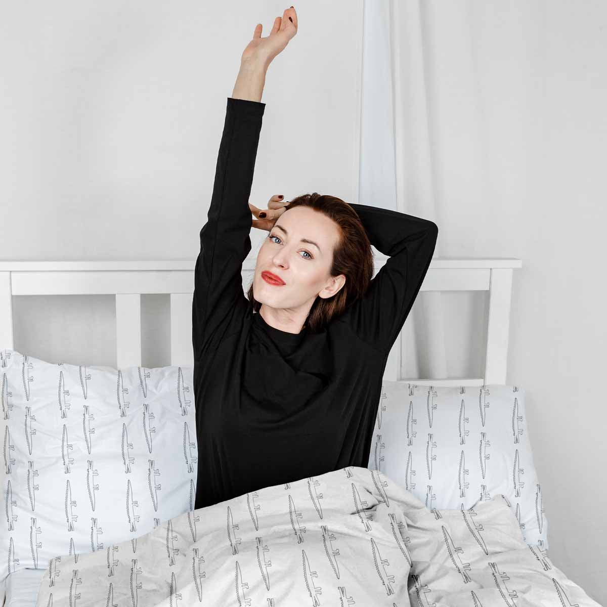 Juego de ropa de cama de mantas terapéuticas blancas con cocodrilos