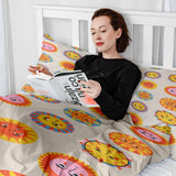Juego de ropa de cama con manta terapéutica beige con sol