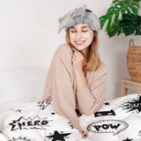 Juego de ropa de cama con manta terapéutica blanca con superhéroes