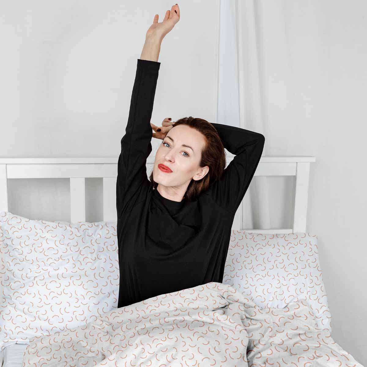 Juego de ropa de cama con mantas terapéuticas blancas con semicírculos