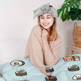 Set de ropa de cama con manta terapéutica azul claro con sushi