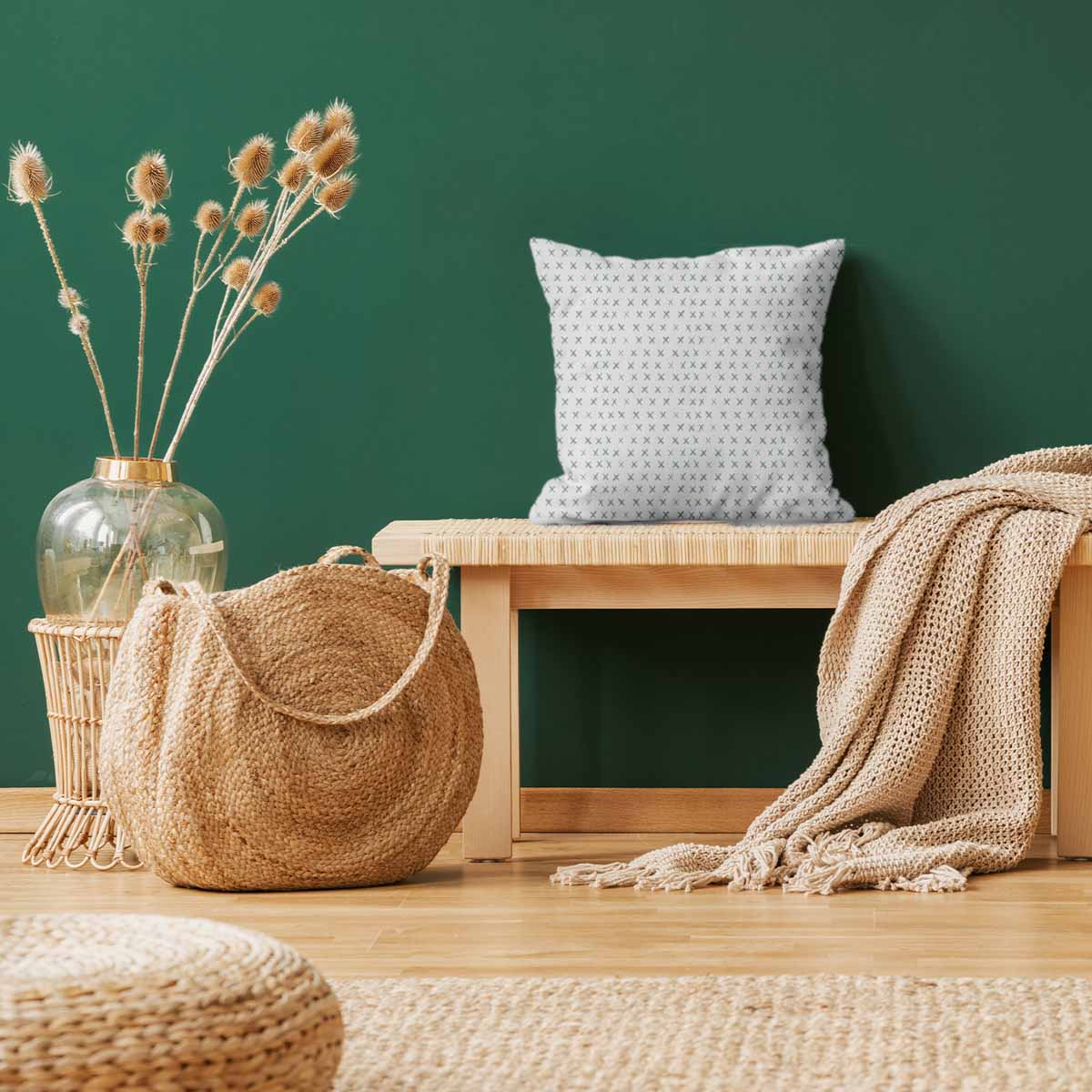 Almohada de salud blanca con cruces verdes