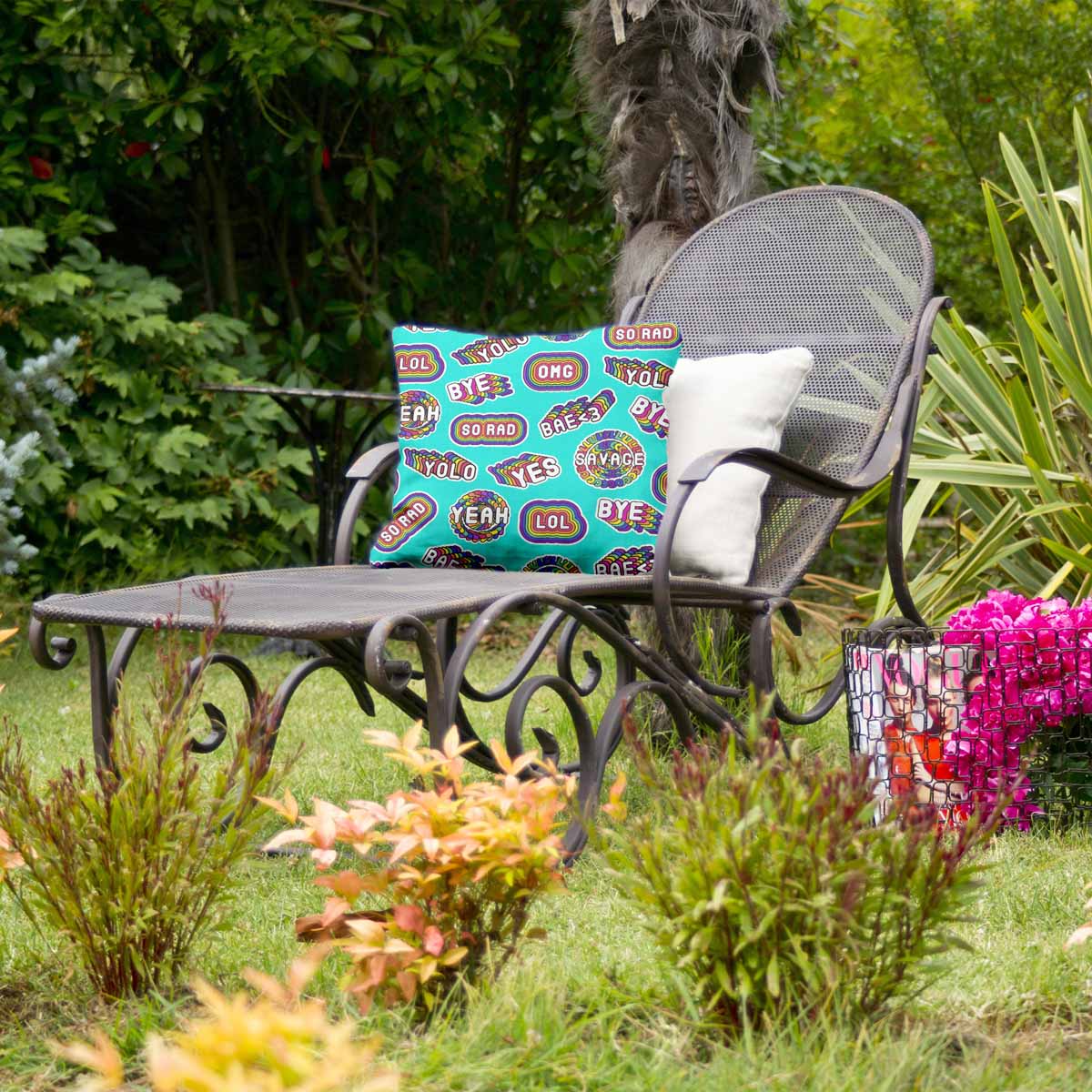 Almohada de salud turquesa con frases