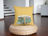 Almohada de salud amarilla con autobús
