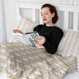 Juego de ropa de cama con manta terapéutica blanco con círculos beige