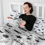 Juego de ropa de cama con manta terapéutica blanca con superhéroes