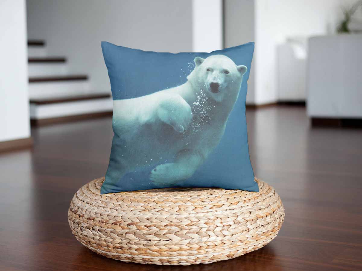 Almohada de salud azul con oso polar