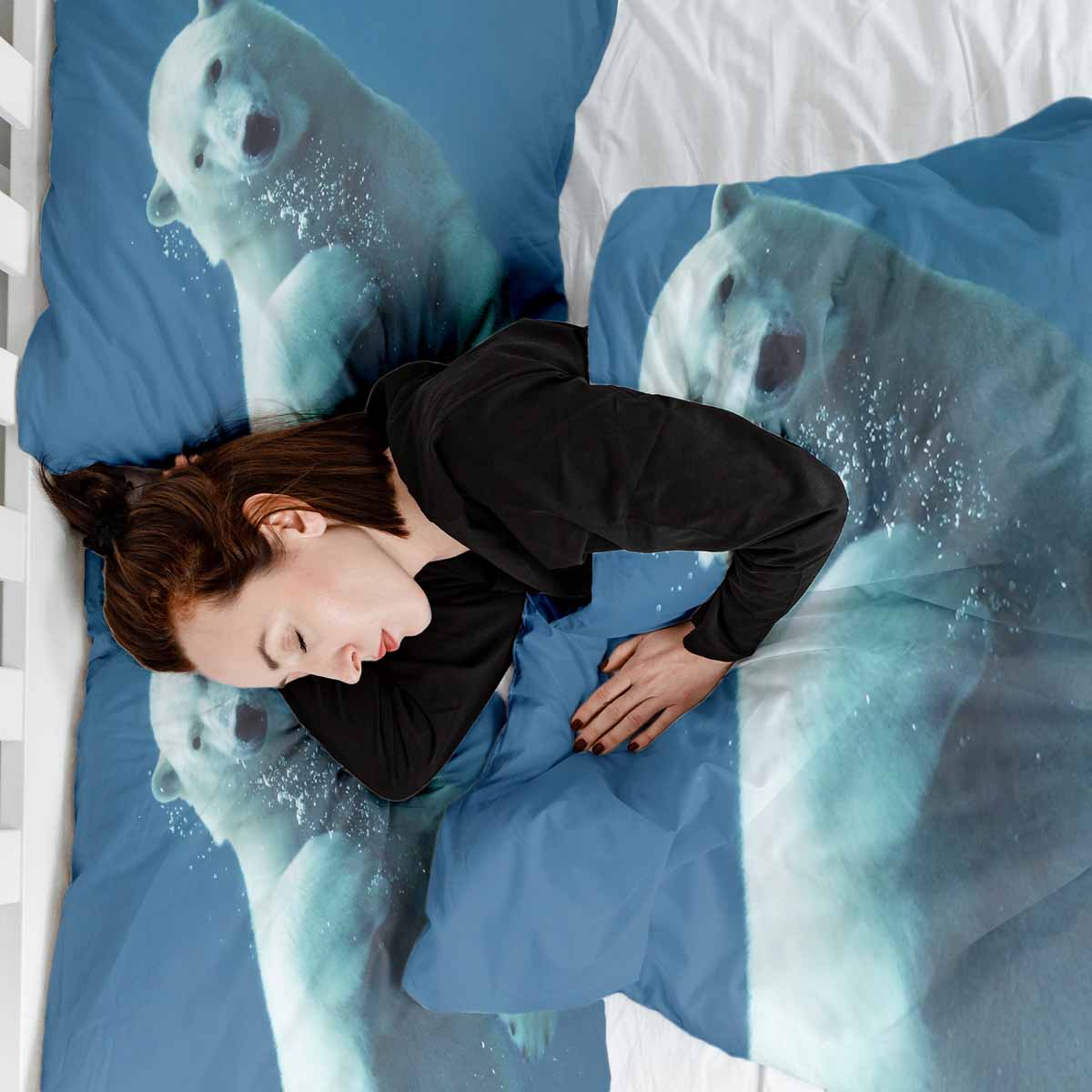 Manta terapéutica original - Funda de algodón azul con oso polar