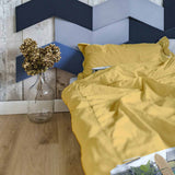 Set de ropa de cama con manta terapéutica amarillo con autobús