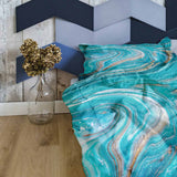 Set de ropa de cama con manta terapéutica mármol turquesa