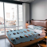 Set de ropa de cama con manta terapéutica azul claro con sushi