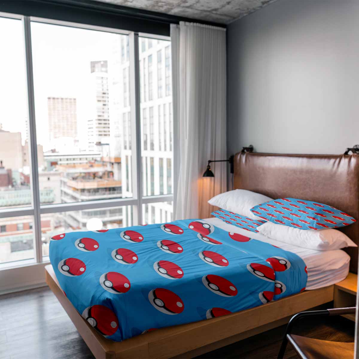 Juego de ropa de cama para terapia en azul claro con Pokemon