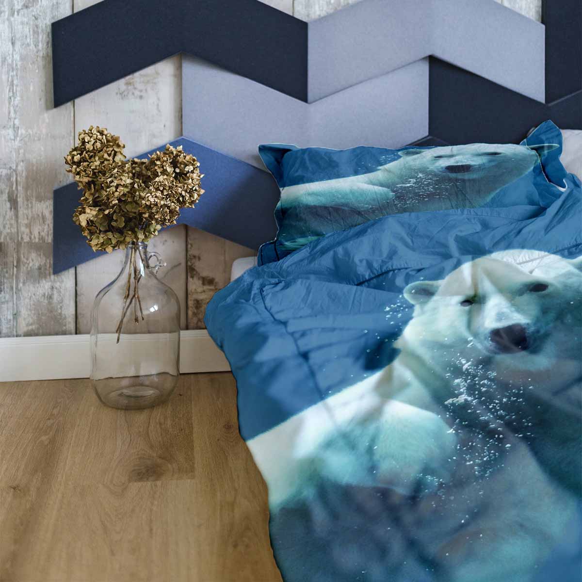 Manta terapéutica original - Funda de algodón azul con oso polar