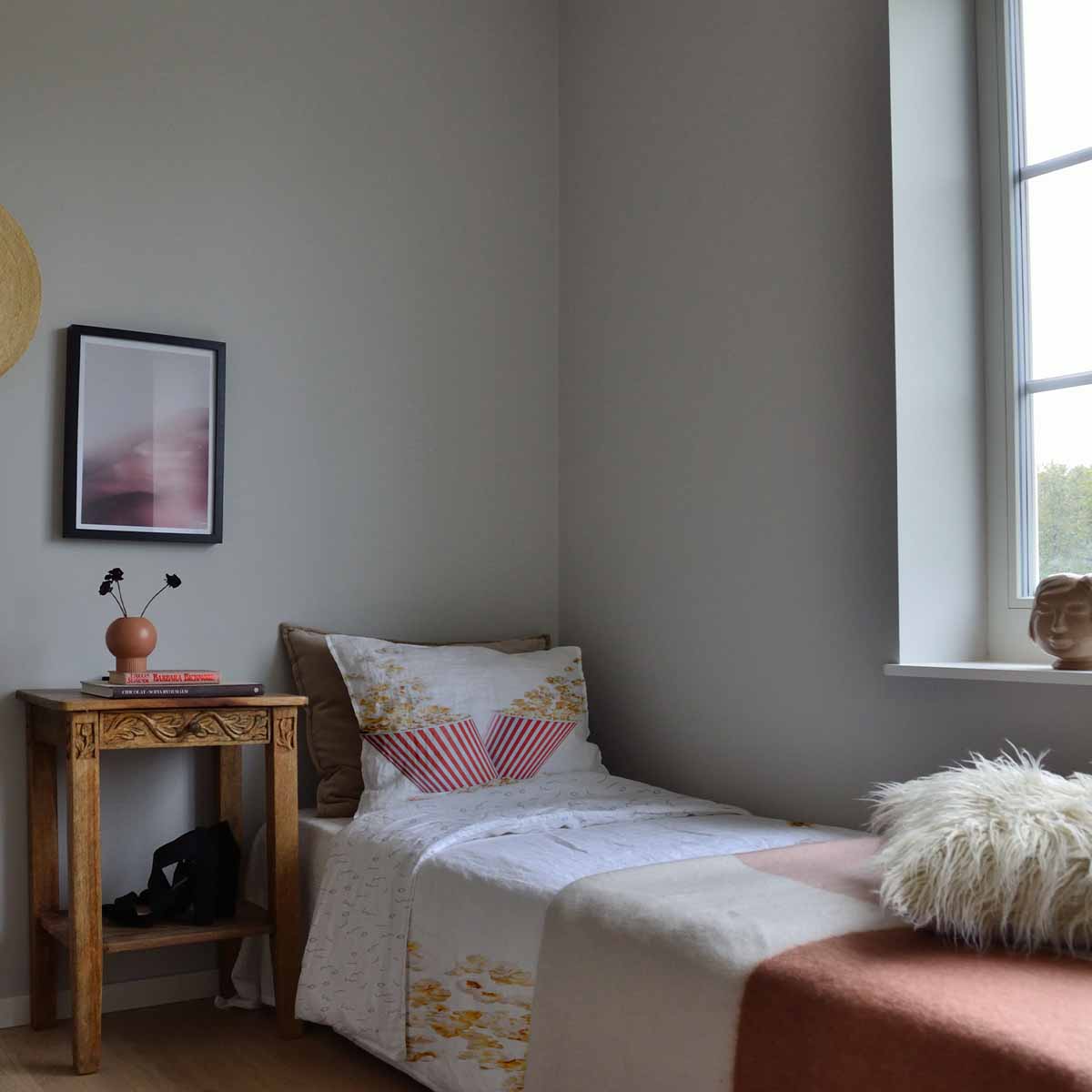 Juego de ropa de cama para terapia con manta blanca con palomitas de maíz