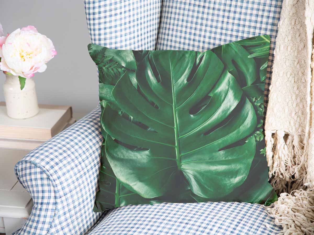 Almohada de salud con planta Monstera
