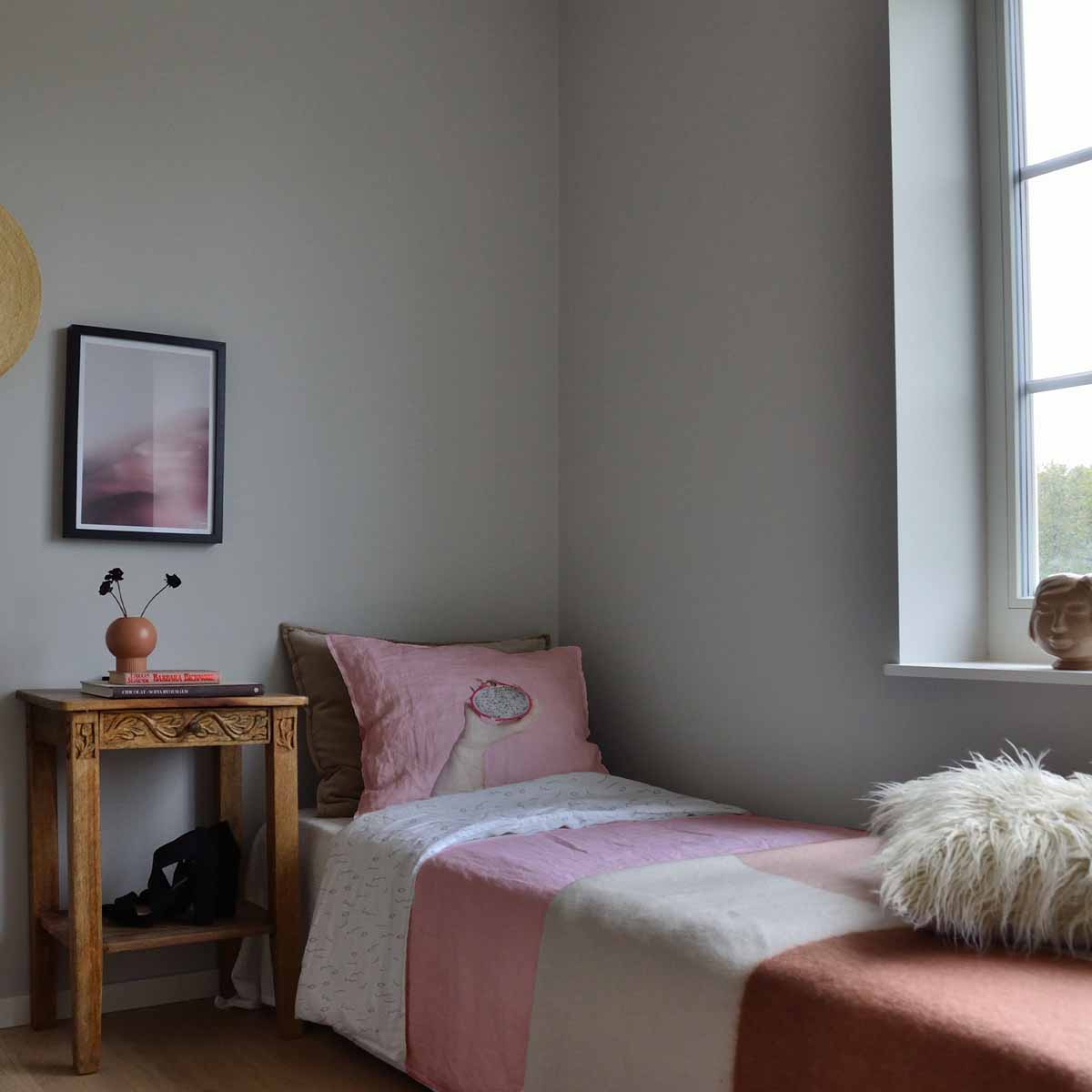 Set de ropa de cama con manta terapéutica rosa con fruta del dragón