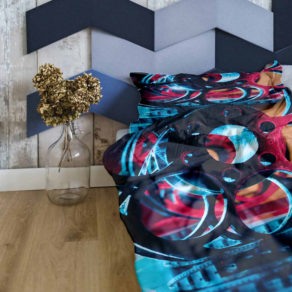 Juego de ropa de cama con manta terapéutica y mecanismo de reloj