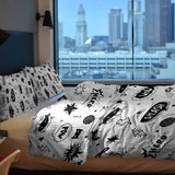 Juego de ropa de cama con manta terapéutica blanca con superhéroes