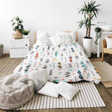 Juego de ropa de cama con manta terapéutica blanca con coches de carreras