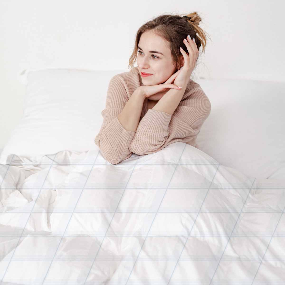 Set de ropa de cama con manta terapéutica blanco azul a cuadros