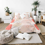 Set de ropa de cama con manta terapéutica beige con rostro abstracto