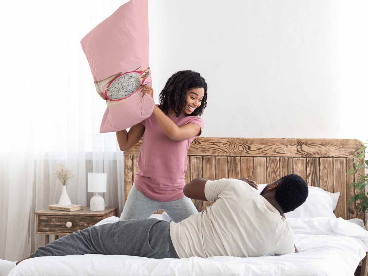 Almohada de salud rosa con fruta del dragón