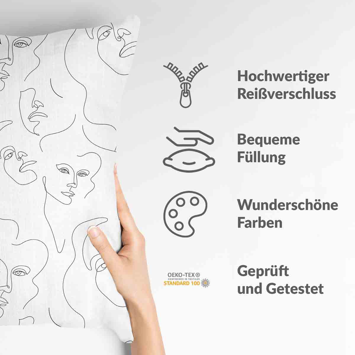 Almohada de salud rostro de mujer boho