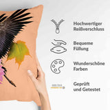 Almohada de salud naranja con grulla