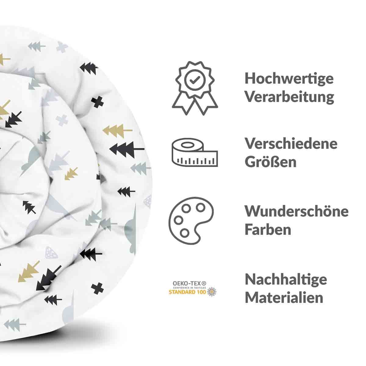 Set de ropa de cama con manta terapéutica bosque gris