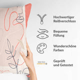 Almohada de salud beige con rostro abstracto