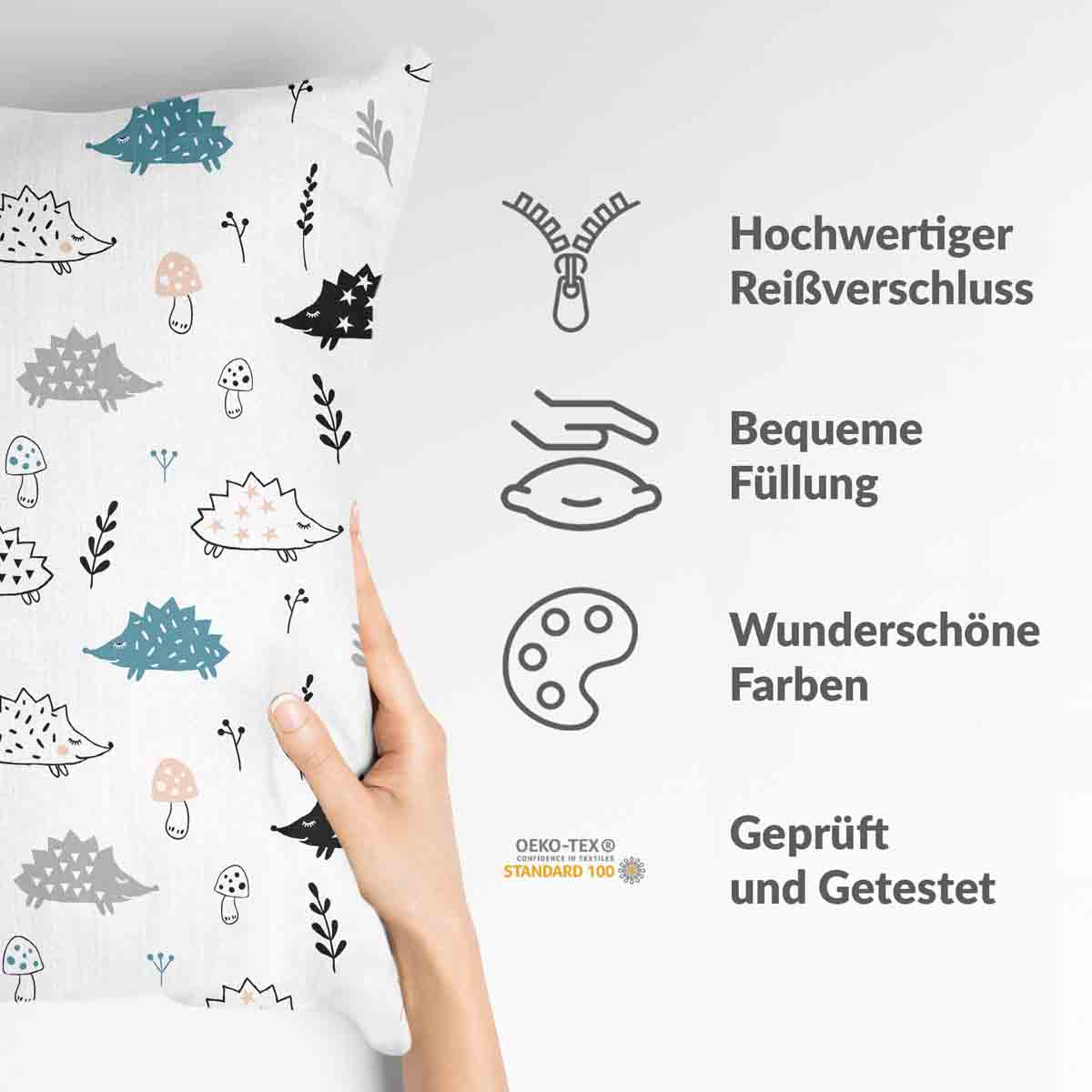 Almohada de salud blanca con erizo