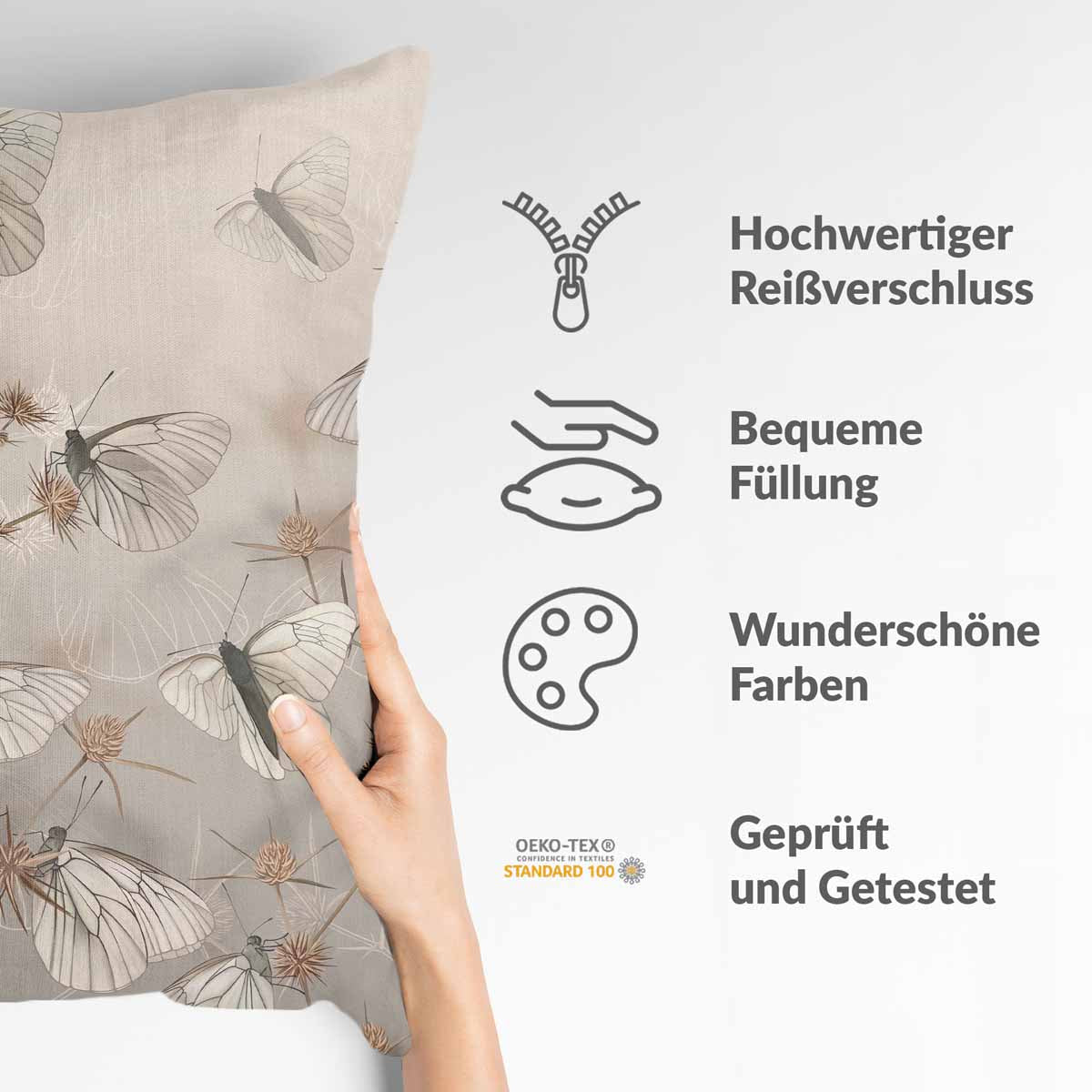 Almohada de salud beige con polillas