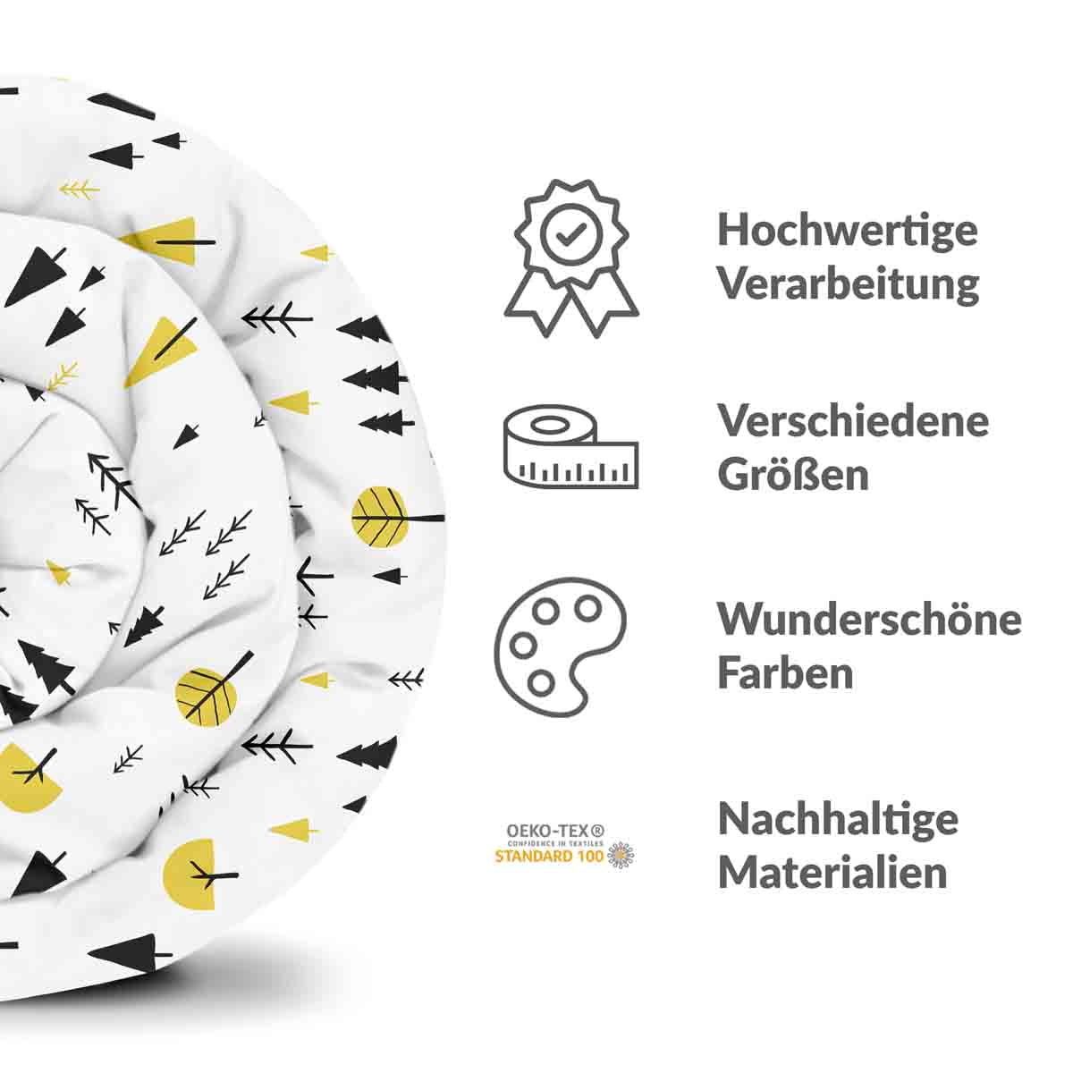 Set de ropa de cama con mantas terapéuticas y árboles amarillos