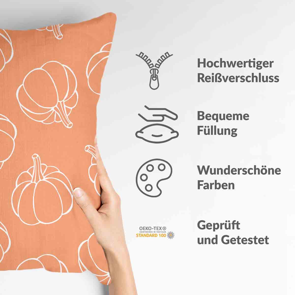 Almohada de salud naranja con calabaza