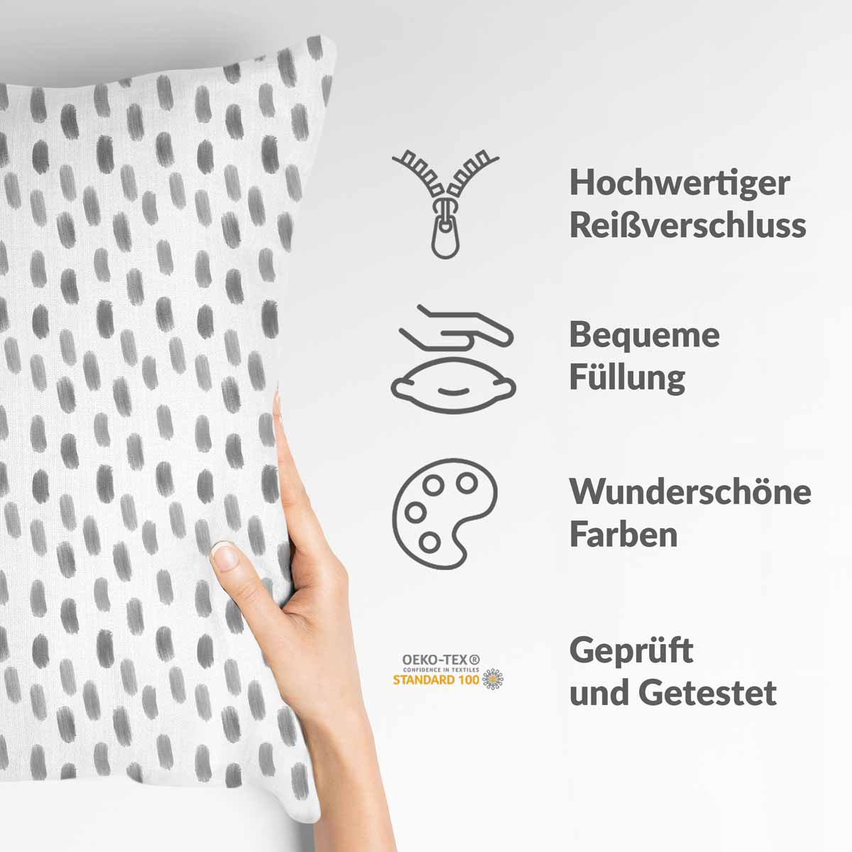 Almohada de salud blanca con manchas grises