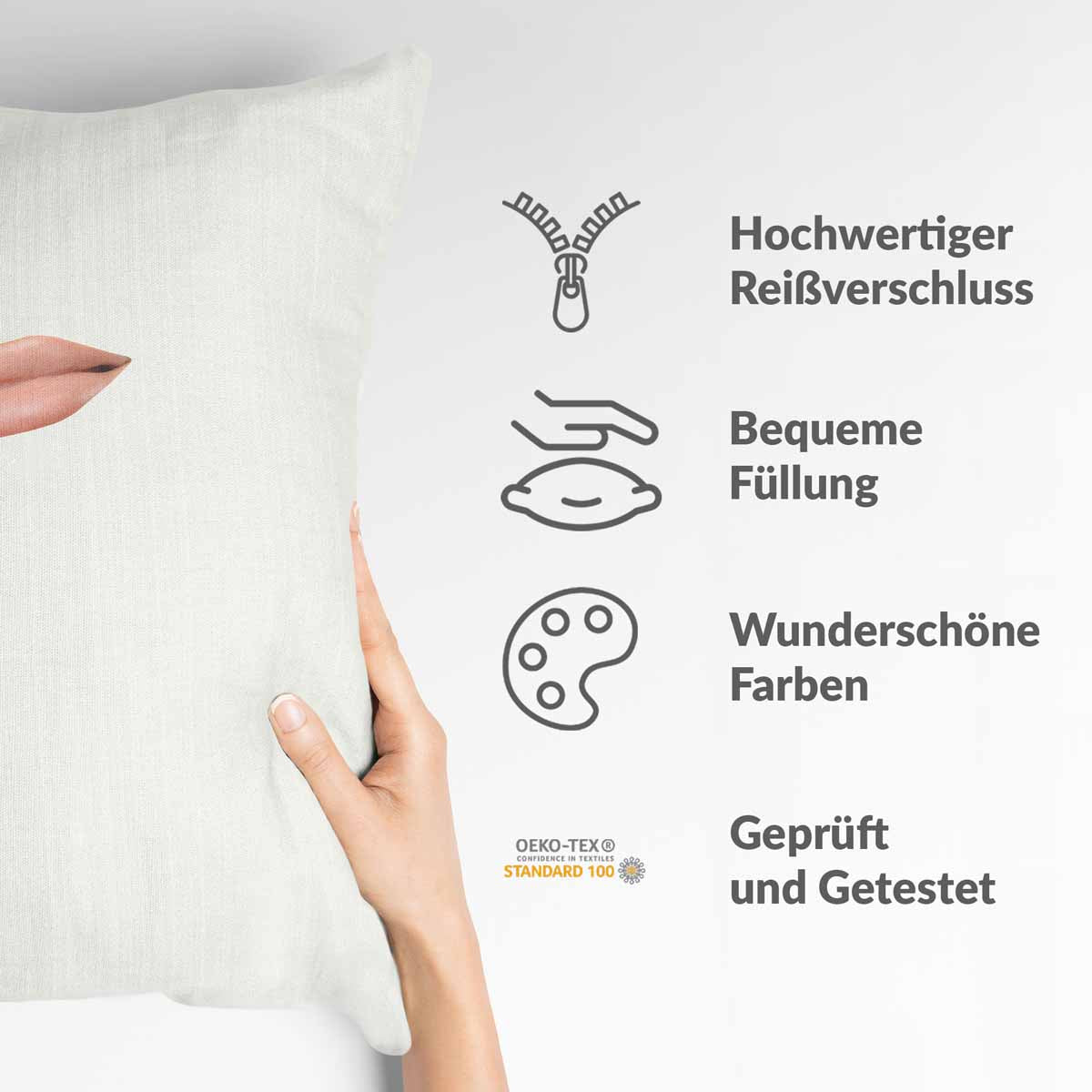 Almohada de salud blanca con labios