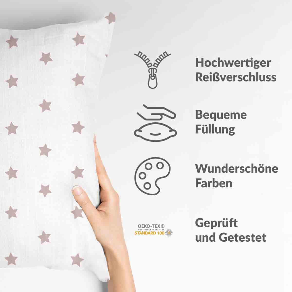 Almohada de salud blanca con estrellas rosas