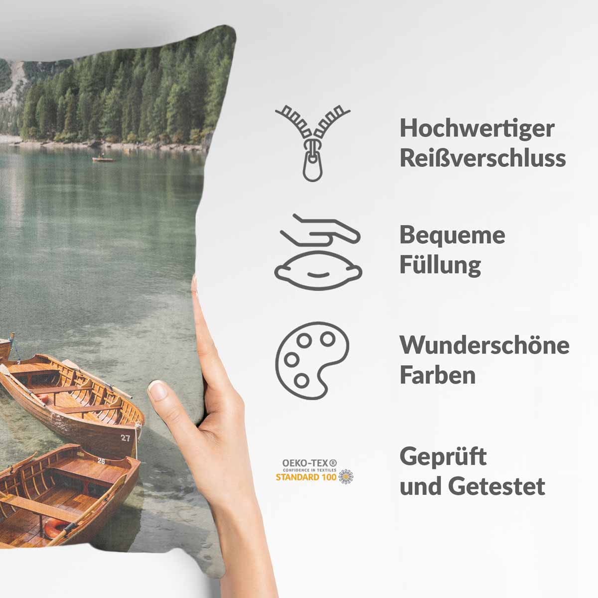 Almohada de salud lago con botes